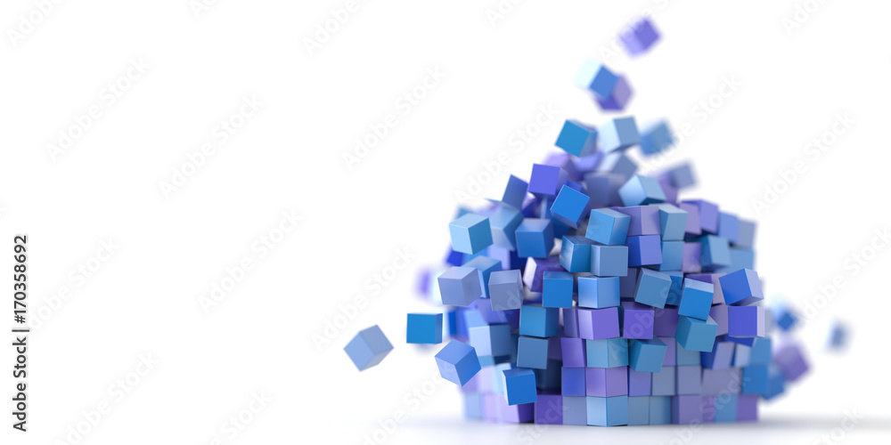 Exploding cubes, original 3d rendering