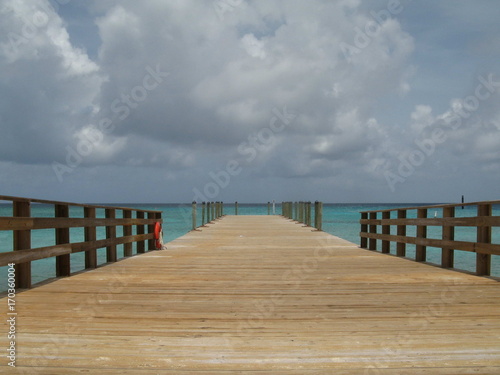 Wooden Dock in Grand Turk  Turks   Caicos Islands
