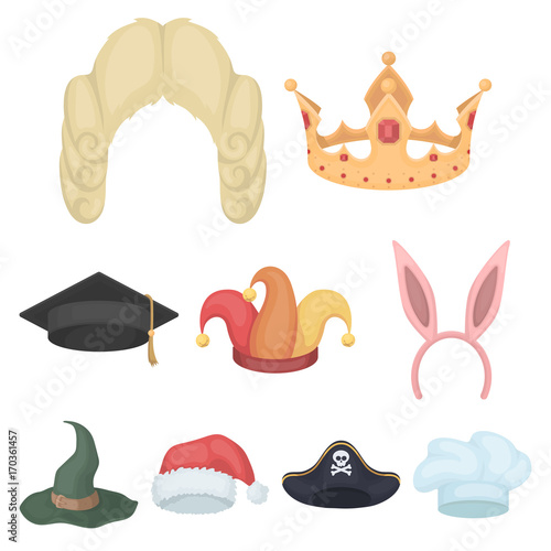 Hats set icons in cartoon style. Big collection of hats vector symbol stock illustration
