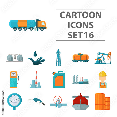 Oil industry set icons in cartoon style. Big collection of oil industry vector symbol stock illustration