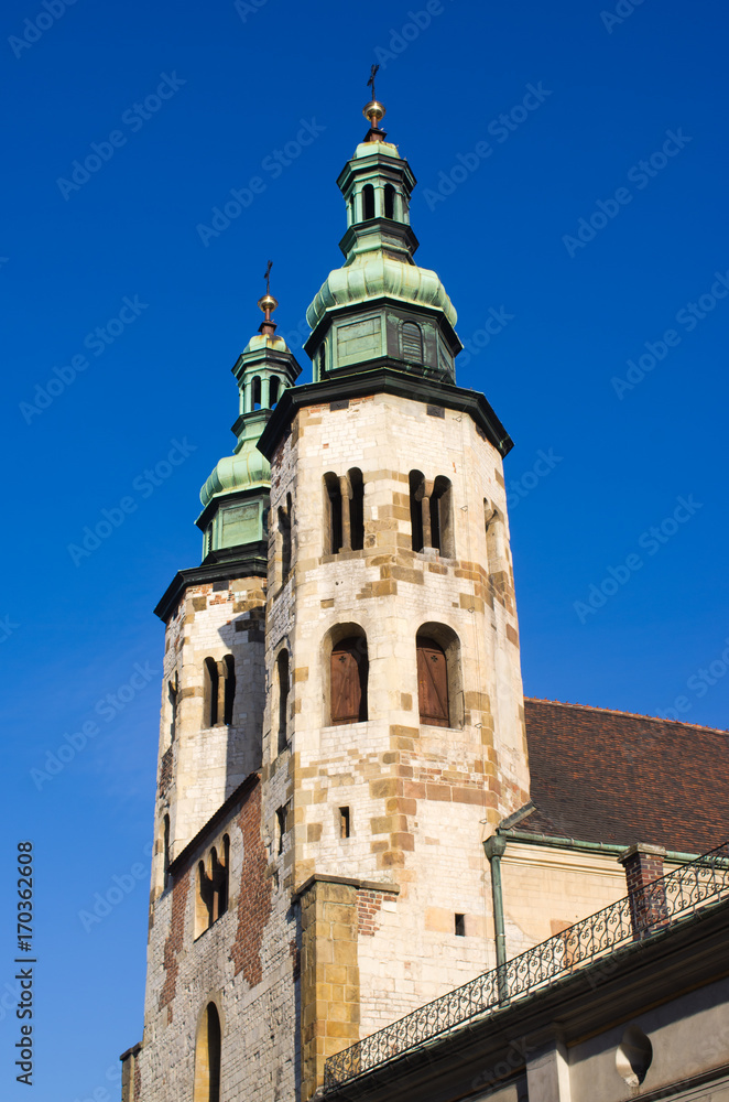 Two towers of the church, Krakow, Poland