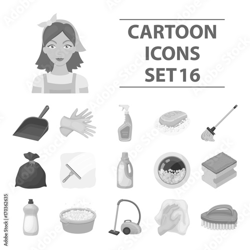 Cleaning set icons in monochrome style. Big collection of cleaning vector symbol stock illustration