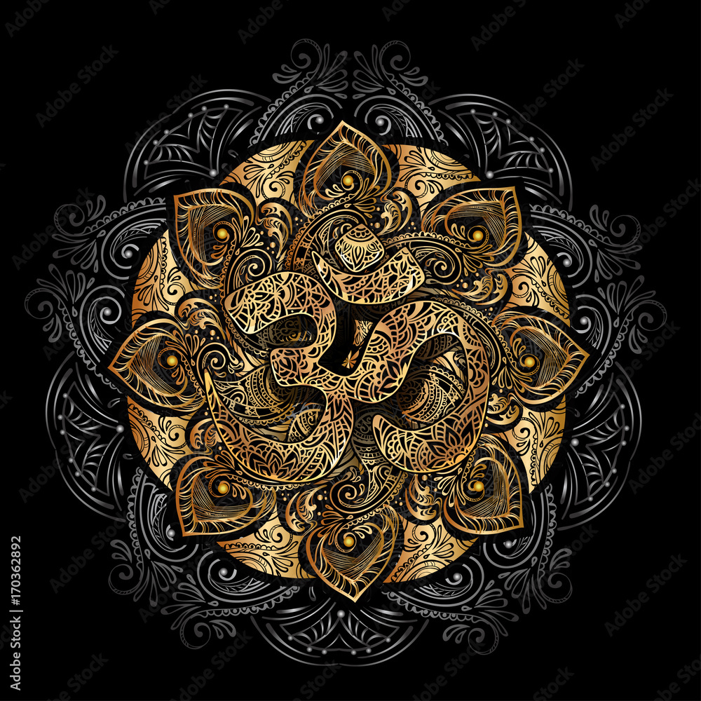 Fototapeta golden OM mandala