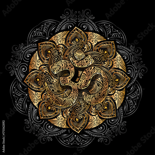 golden OM mandala