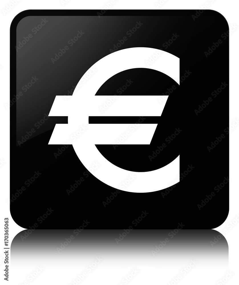 Euro sign icon black square button Euro sign icon black square button