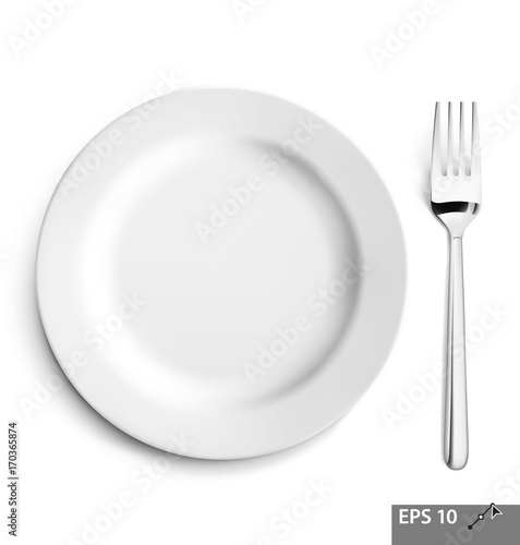 Set of cutlery of forks and plate. Vector illustration isolated on white background. Ready for your design.