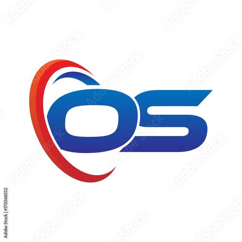 modern dynamic vector initial letters logo os with circle swoosh red blue