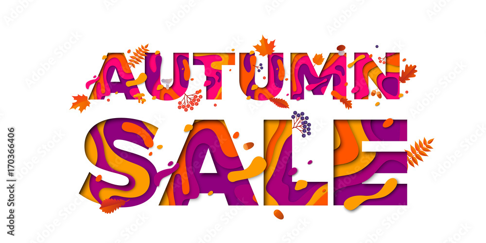 Autumn sale shopping discount vector poster fall maple leaf
