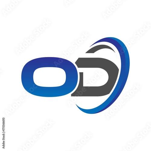 vector initial logo letters od with circle swoosh blue gray