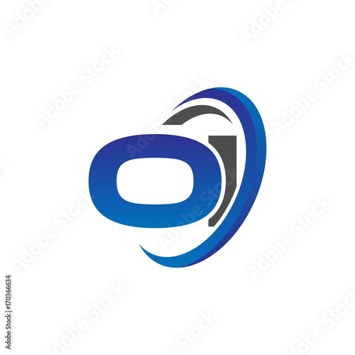 vector initial logo letters oi with circle swoosh blue gray