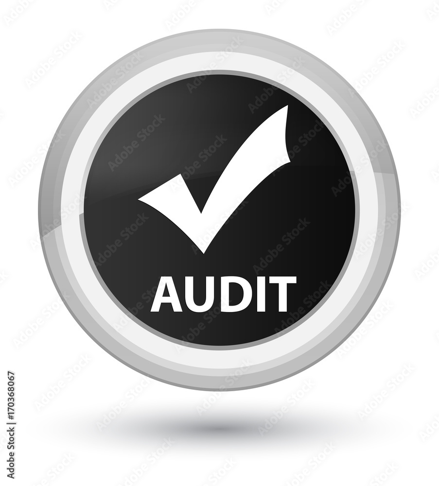 Audit (validate icon) prime black round button Audit (validate icon) prime black round button