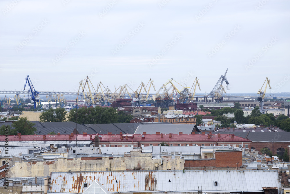 Construction of new apartments and a crane
