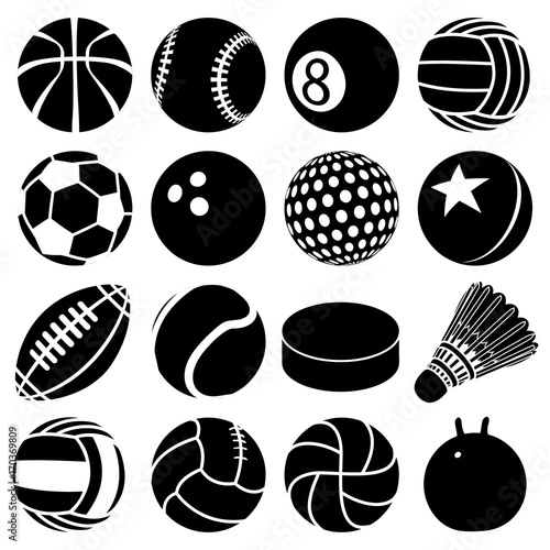 Sport balls icons set play types, simple style