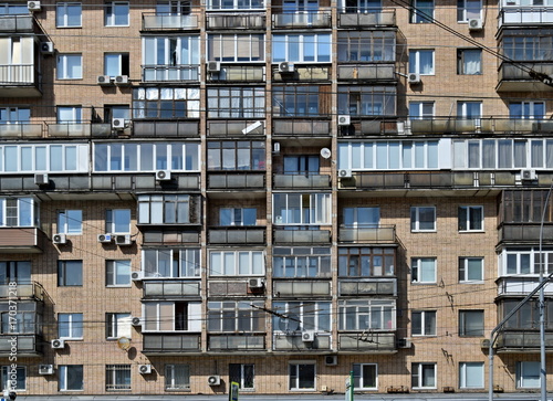 Old exterior wall of apartment building in Moscow