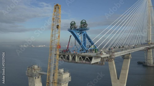 Aerial 19 of the Construction of Queensferry Crossing, Scotland, Oct 2016