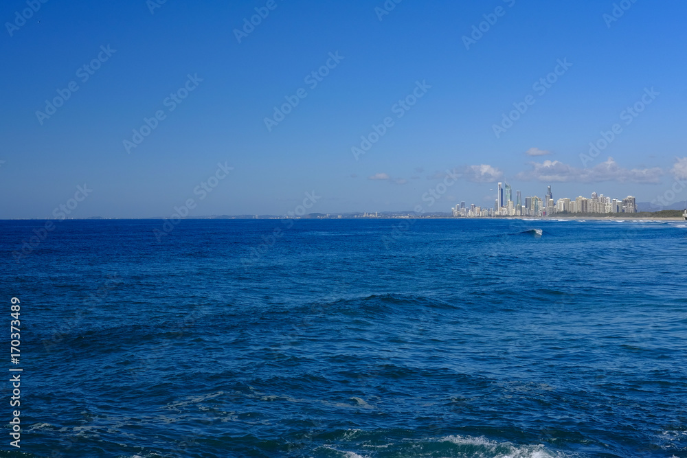 The clean, blue ocean of the Gold Coast viewed from the Spit