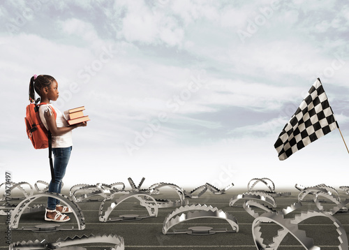 Young student walking through the pitfalls