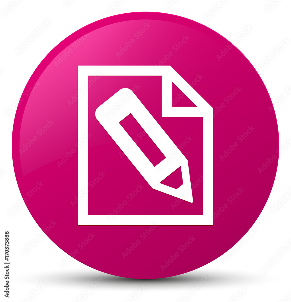 Pencil in page icon pink round button Pencil in page icon pink round button