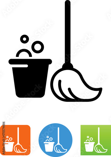 Vector Mop And Bucket Icon