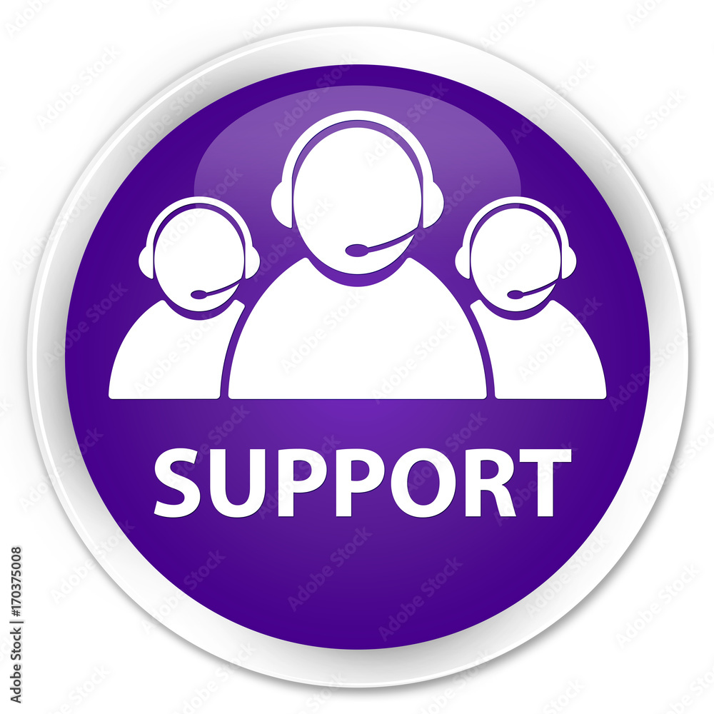 Support (customer care team icon) premium purple round button Support (customer care team icon) premium purple round button