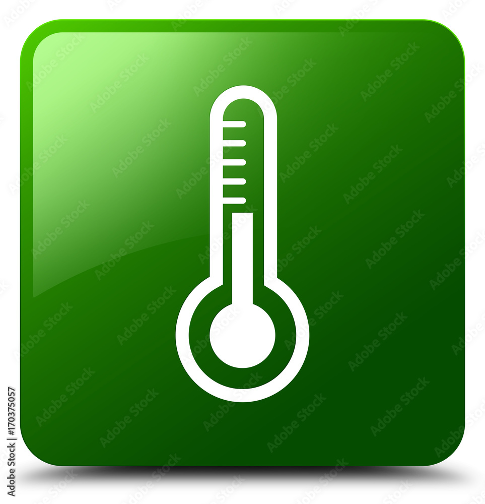Thermometer icon green square button Thermometer icon green square button