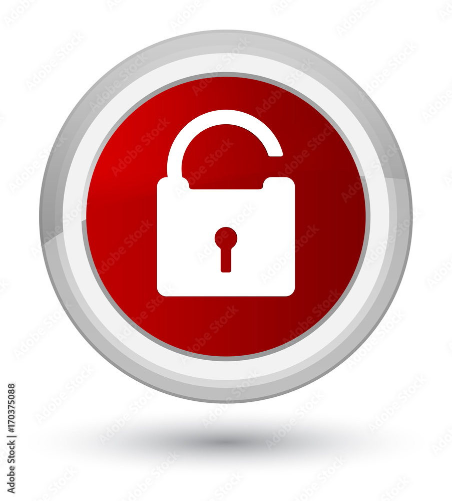 Unlock icon prime red round button Unlock icon prime red round button
