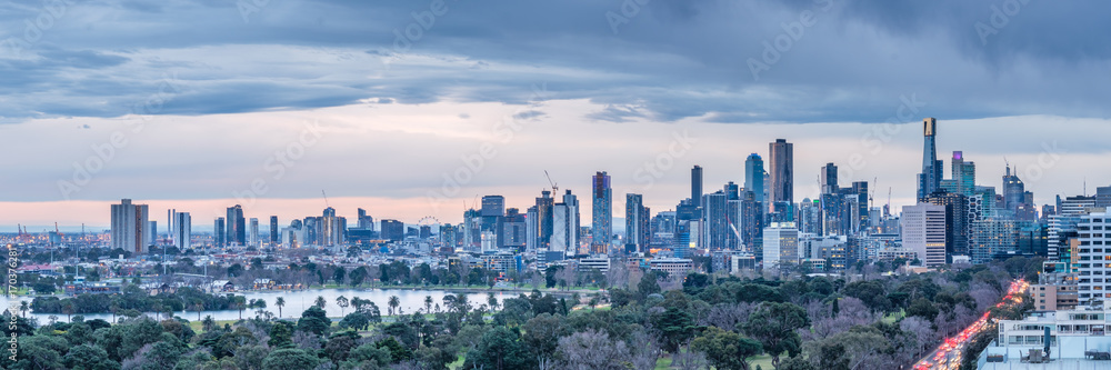 Naklejka premium Panoramę Melbourne