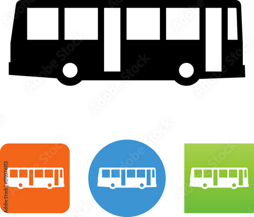 Passenger Bus Side View Icon - Illustration