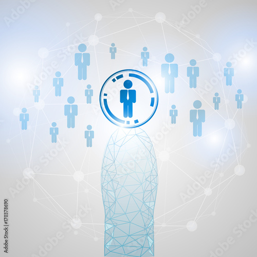Human resources officer choose employee standing out of the crowd