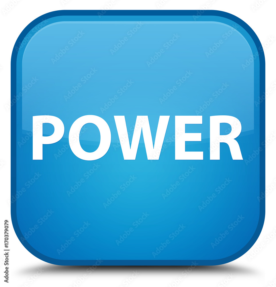 Power special cyan blue square button Power special cyan blue square button