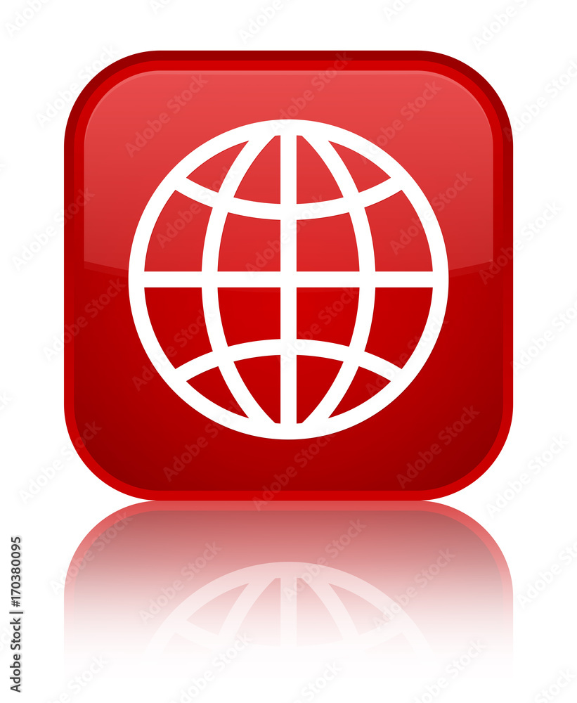 World icon special red square button World icon special red square button