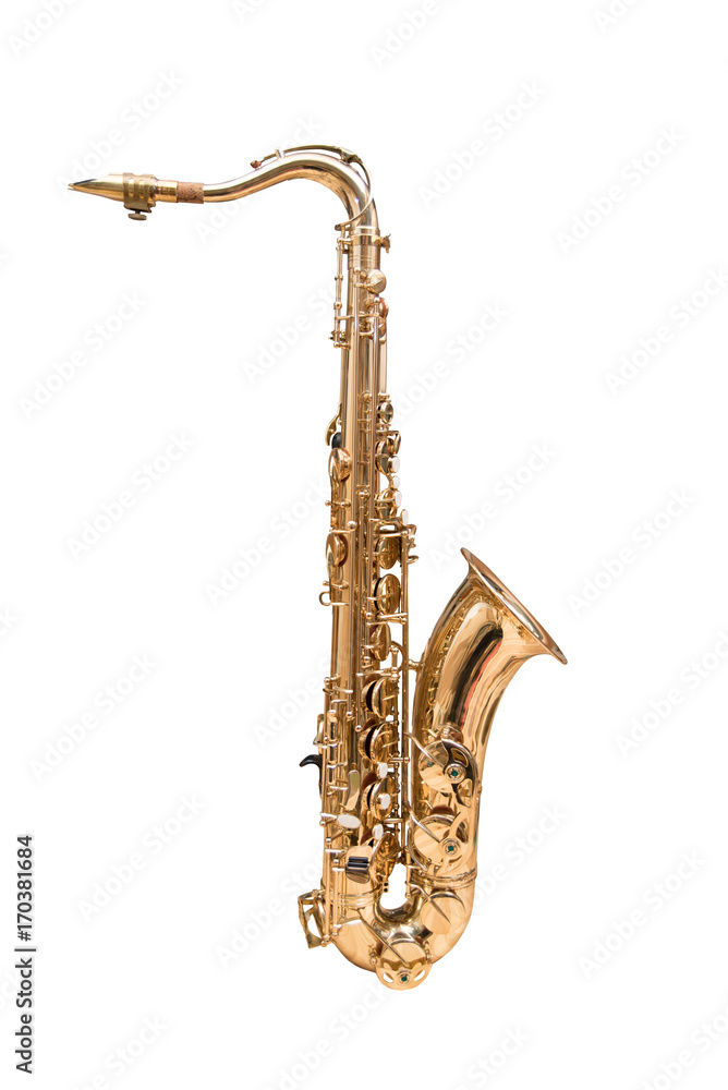 Fototapeta premium Tenor Saxophone isolated on a white background.