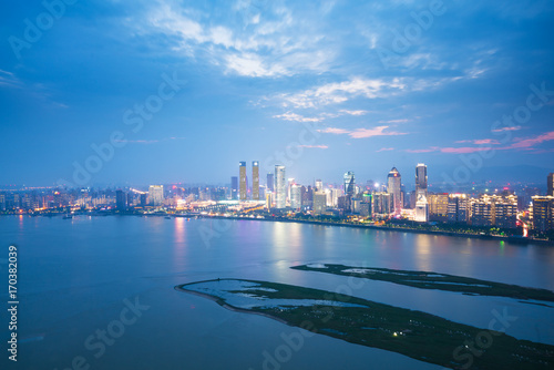 Hong Kong skyline from Victoria Peak at sunrise