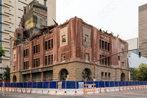 Old Brick Building Being Demolished