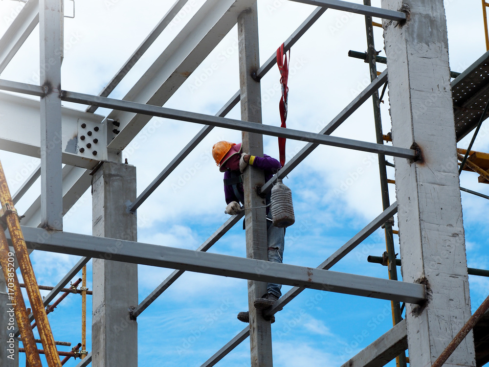 Man Working on the Working at height Man Working on the Working at height