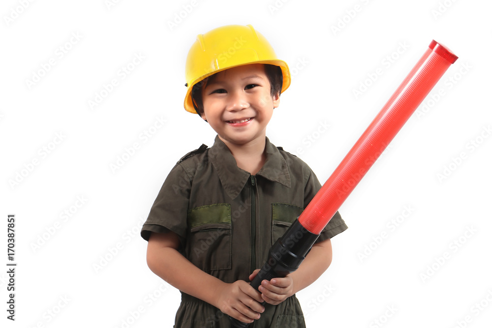 traffic kids with baton on isolated white background traffic kids with baton on isolated white background