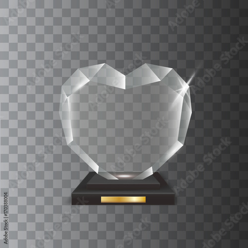 Transparent Realistic Blank Vector Acrylic Glass Trophy Award