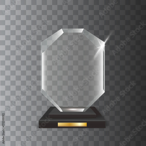 Transparent Realistic Blank Vector Acrylic Glass Trophy Award