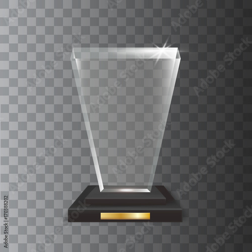 Transparent Realistic Blank Vector Acrylic Glass Trophy Award