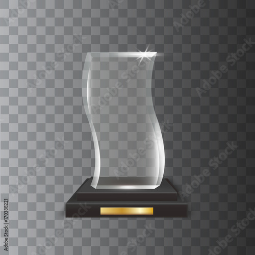 Transparent Realistic Blank Vector Acrylic Glass Trophy Award