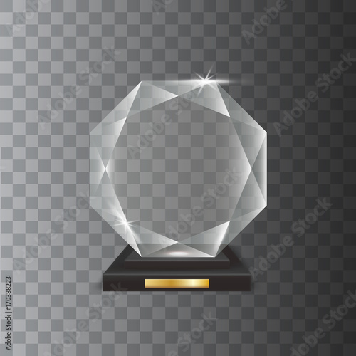 Transparent Realistic Blank Vector Acrylic Glass Trophy Award