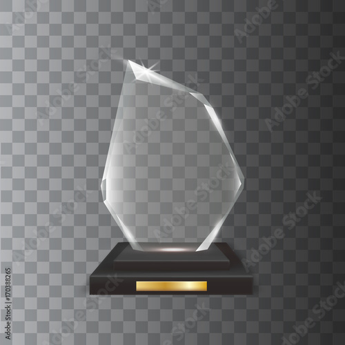 Transparent Realistic Blank Vector Acrylic Glass Trophy Award