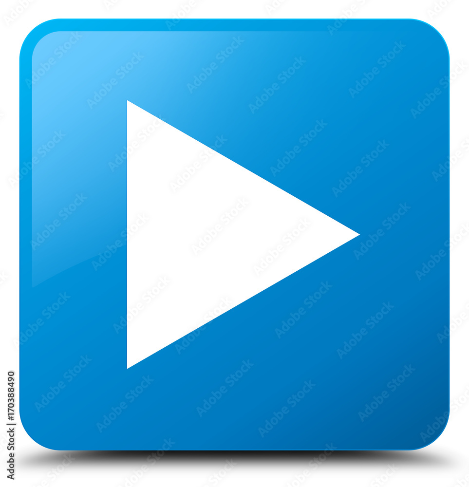 Play icon cyan blue square button Play icon cyan blue square button