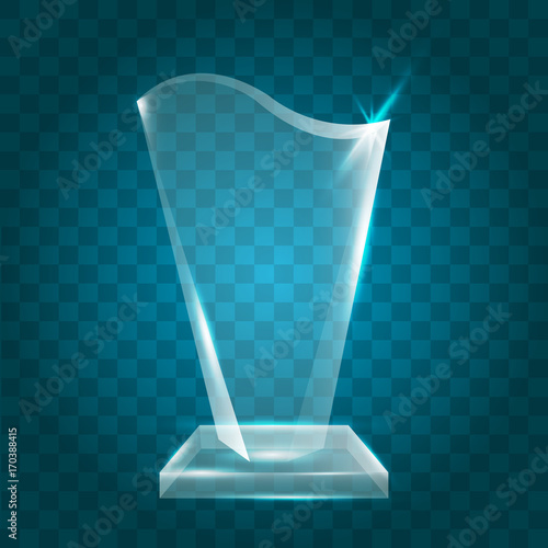 Transparent Shining Blank Vector Acrylic Crystal Glass Trophy Award template
