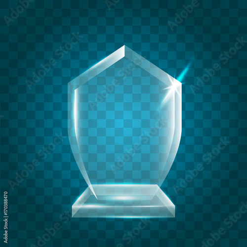 Transparent Shining Blank Vector Acrylic Crystal Glass Trophy Award template