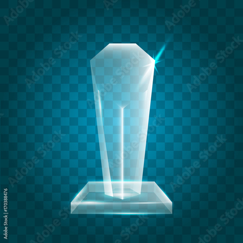 Transparent Shining Blank Vector Acrylic Crystal Glass Trophy Award template