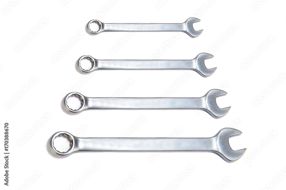 wrench tool on isolated white background with copy space