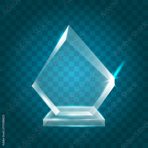 Transparent Shining Blank Vector Acrylic Crystal Glass Trophy Award template