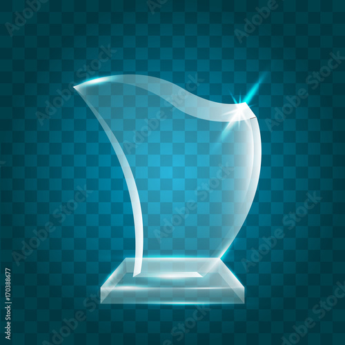Transparent Shining Blank Vector Acrylic Crystal Glass Trophy Award template