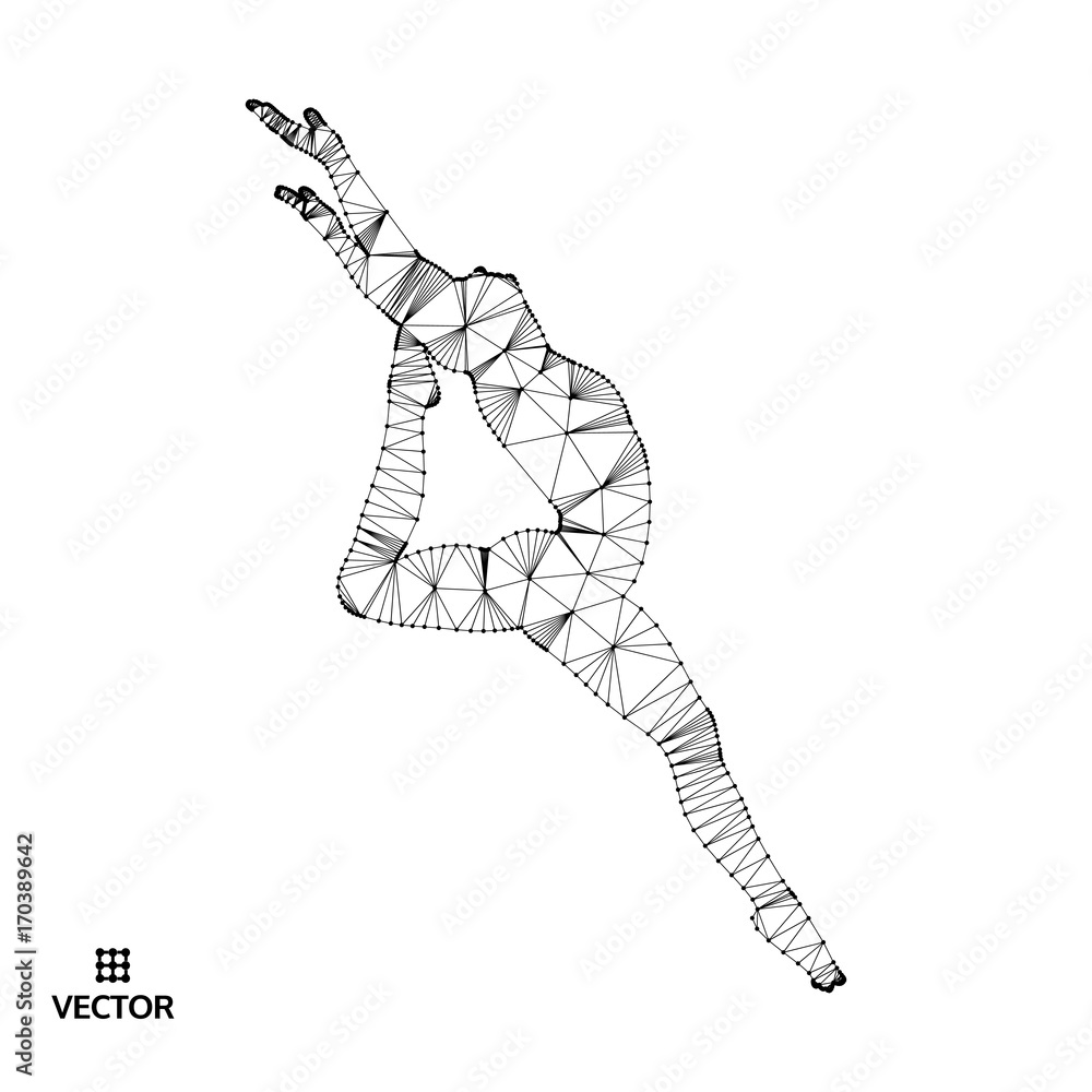 Fototapeta premium Gymnast. Man. 3D human body model. Gymnastics activities for icon health and fitness community. Vector illustration.